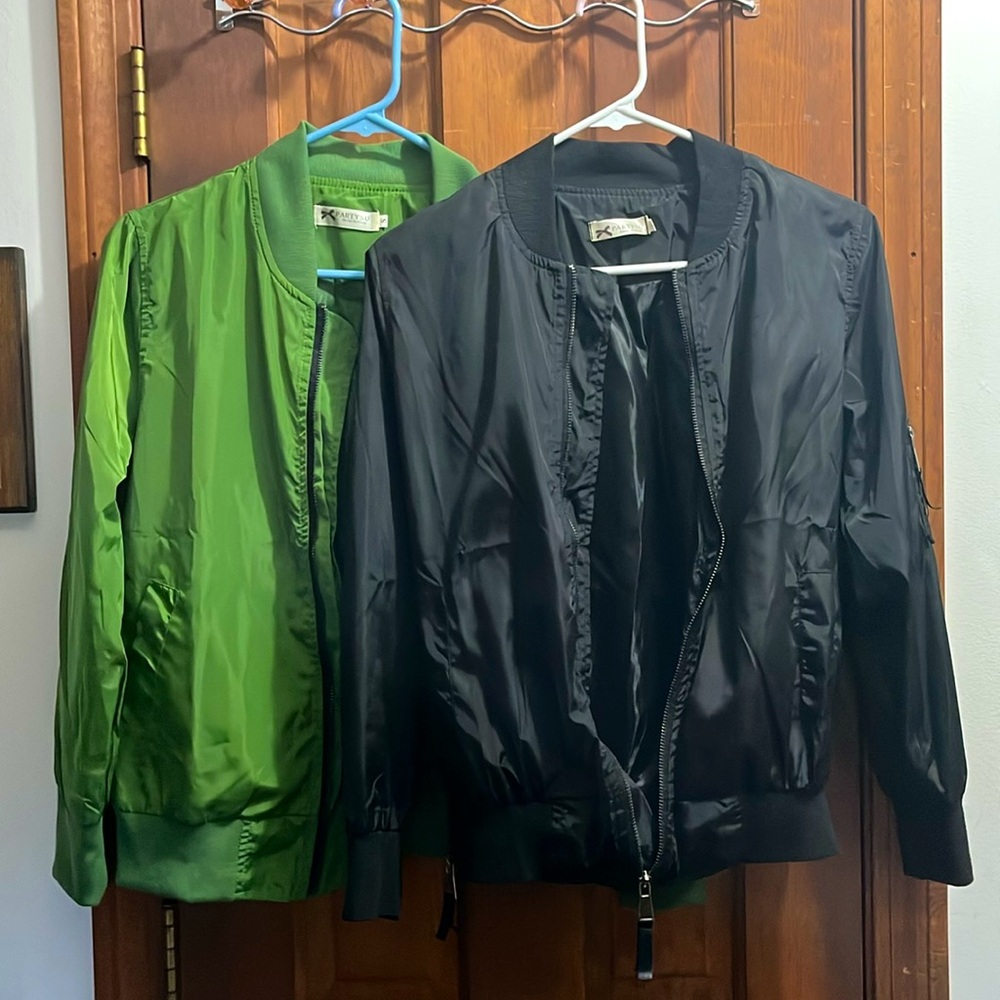 TWO Super cute Bomber lightweight coats. . Elastic collar cuffs & waistband.